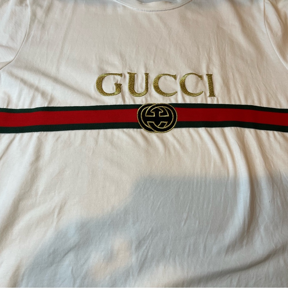 Gucci White Unisex Embroidered T-Shirt & Shorts matching Set ( BOTH PIECES) - Picture 2 of 15